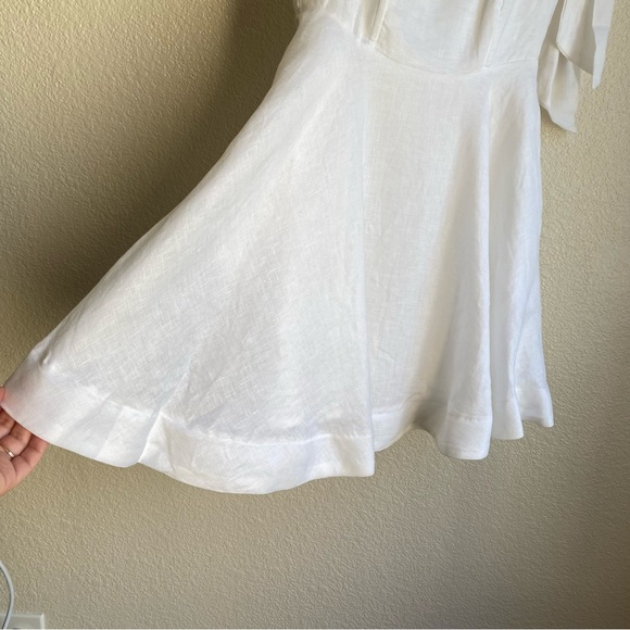 Dissh Aisle White Linen Bow Mini Dress Tie Straps Bridal - Picture 8 of 13